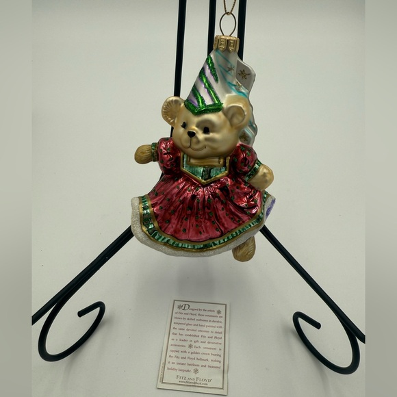 VTG Fitz and Floyd Christmas Court Bear Ornament Glass Holiday - Picture 4 of 8